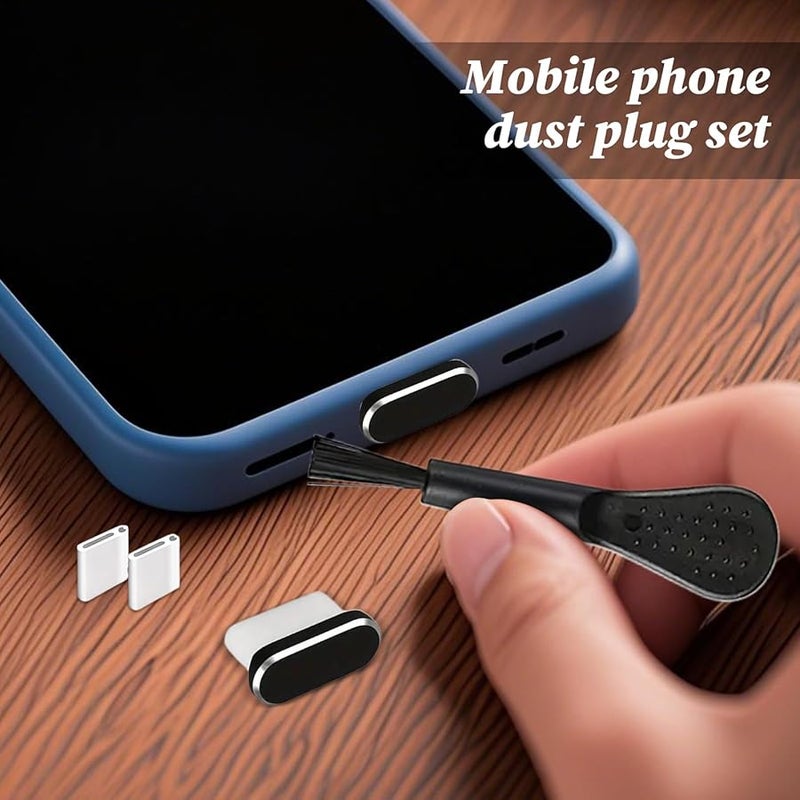 حامي منفذ USB-C الأسود مجموعة سدادات مقاومة للماء والغبار مع أداة تنظيف للهاتف والكمبيوتر اللوحي والكمبيوتر المحمول - Image 2